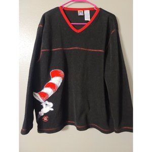 Cat in the Hat Size XL Fleece Black Embroidered 2003 Movie Pullover Sweater